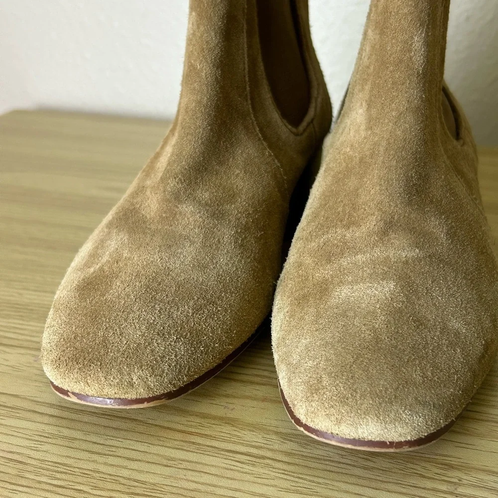 ZARA real suede tan ankle chelsea boots